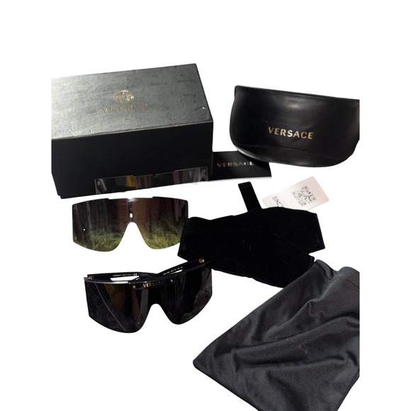 Versace VE4393 Shield Sunglasses Black Medusa Interchangeable Lenses Glam Luxury main image 12